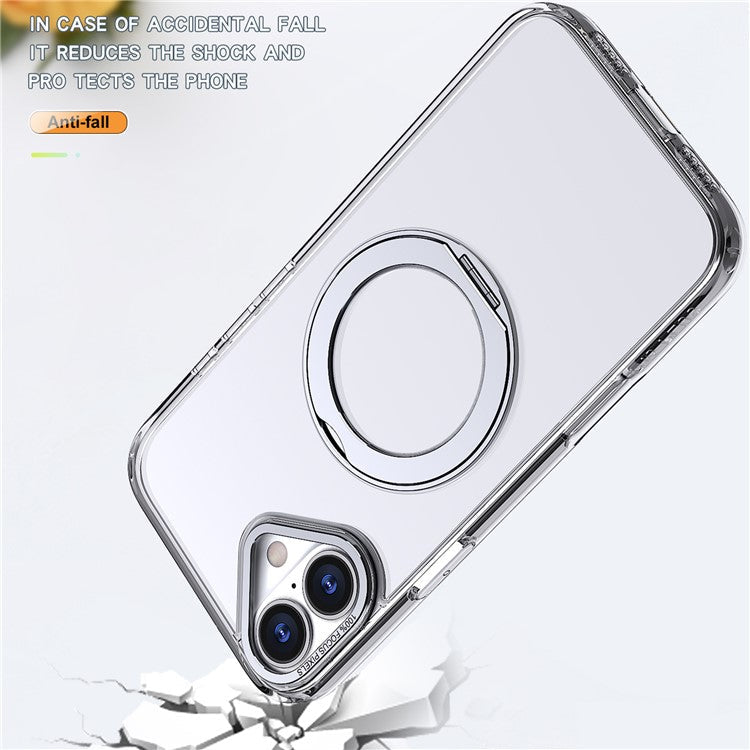 For iPhone 16 Plus Case Compatible with MagSafe TPU+Acrylic Kickstand Phone Cover - Transparent