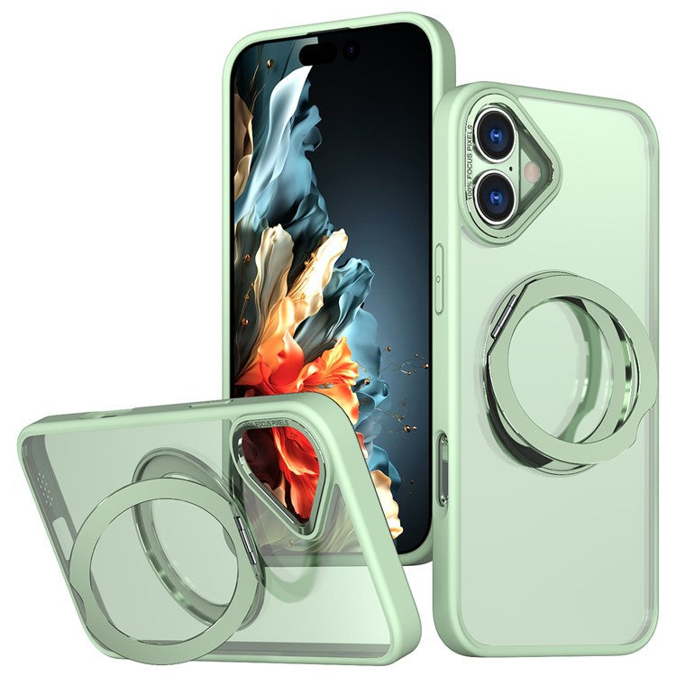 For iPhone 16 Case TPU+Acrylic Kickstand Magnetic Phone Cover - Green