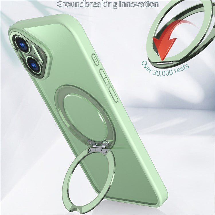 For iPhone 16 Case TPU+Acrylic Kickstand Magnetic Phone Cover - Green