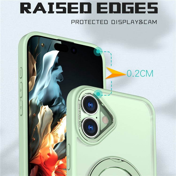 For iPhone 16 Case TPU+Acrylic Kickstand Magnetic Phone Cover - Green