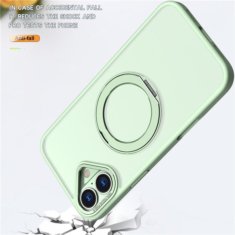 For iPhone 16 Case TPU+Acrylic Kickstand Magnetic Phone Cover - Green