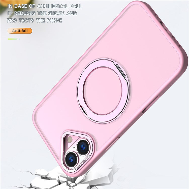 For iPhone 16 Case TPU+Acrylic Kickstand Magnetic Phone Cover - Pink