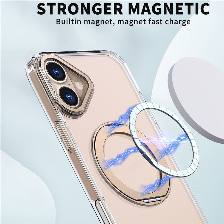 For iPhone 16 Case Compatible with MagSafe TPU+Acrylic Kickstand Phone Cover - Gold