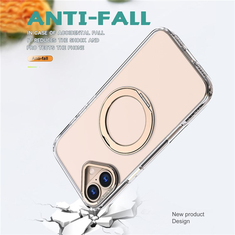 For iPhone 16 Case Compatible with MagSafe TPU+Acrylic Kickstand Phone Cover - Gold