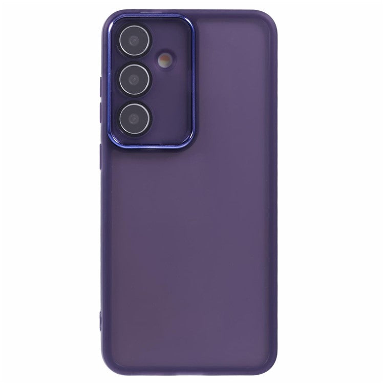 DKSM Series For Samsung Galaxy A34 5G Case Electroplated Camera Frame TPU Phone Cover - Transparent Purple