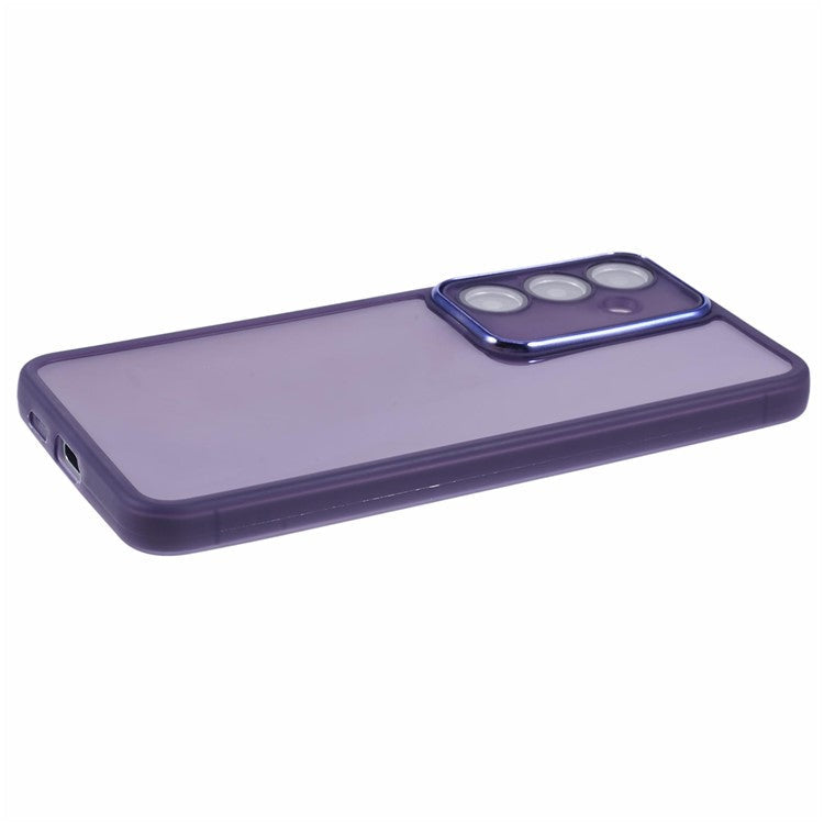 DKSM Series For Samsung Galaxy A34 5G Case Electroplated Camera Frame TPU Phone Cover - Transparent Purple