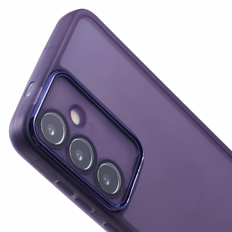 DKSM Series For Samsung Galaxy A34 5G Case Electroplated Camera Frame TPU Phone Cover - Transparent Purple