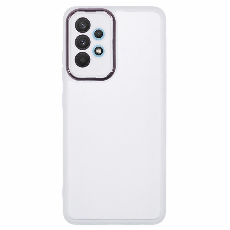 DKSM Series For Samsung Galaxy A23 4G / 5G (Global Version) Case Electroplated Camera Frame TPU Phone Cover - Transparent White