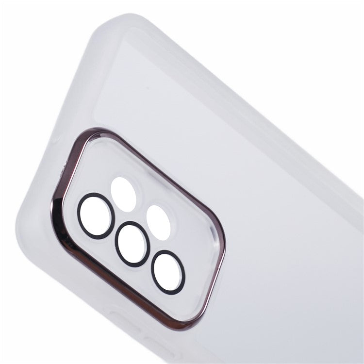 DKSM Series For Samsung Galaxy A23 4G / 5G (Global Version) Case Electroplated Camera Frame TPU Phone Cover - Transparent White