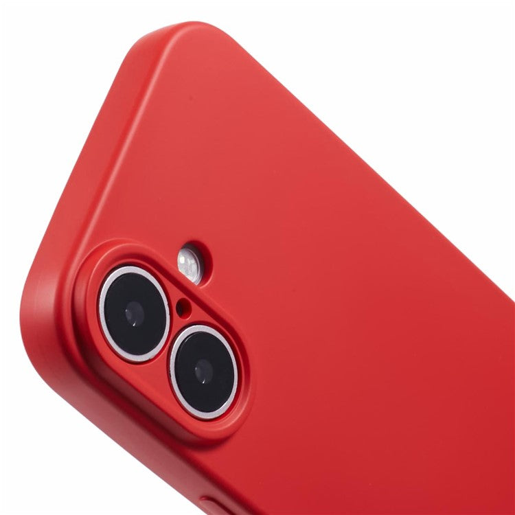 For iPhone 16 Plus Case Soft Fiber Lining TPU Phone Cover Camera Lens Protection - Red