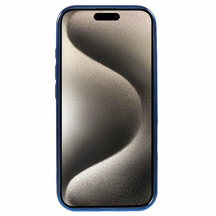 For iPhone 16 Pro Magnetic Case Soft TPU Electroplating Phone Cover with Lens Film - Dark Blue
