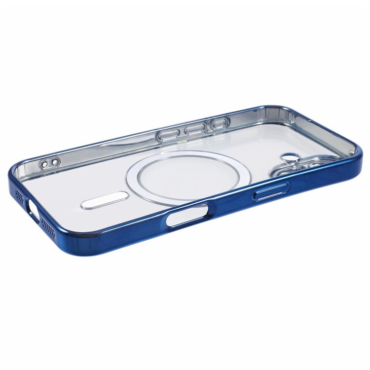 For iPhone 16 Case Compatible with Magsafe Clear TPU Phone Cover with Lens Film - Dark Blue