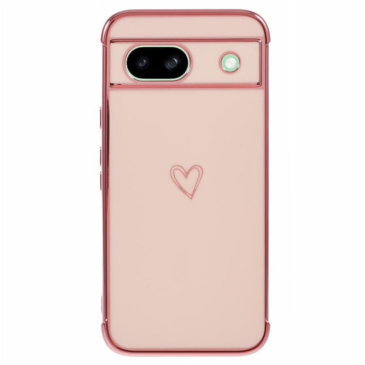 For Google Pixel 8a Case Love Heart TPU Shockproof Protective Phone Cover - Pink