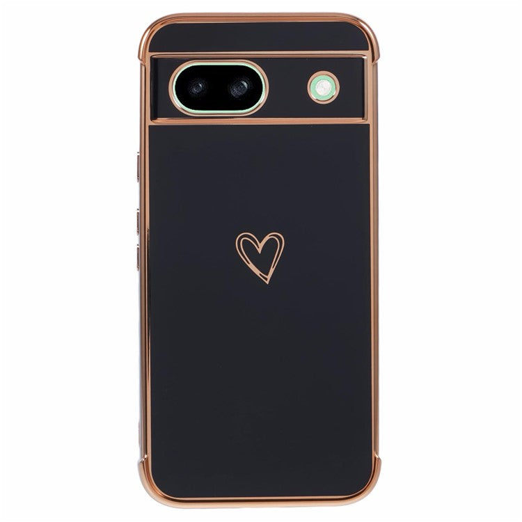 For Google Pixel 8a Case Love Heart TPU Shockproof Protective Phone Cover - Black