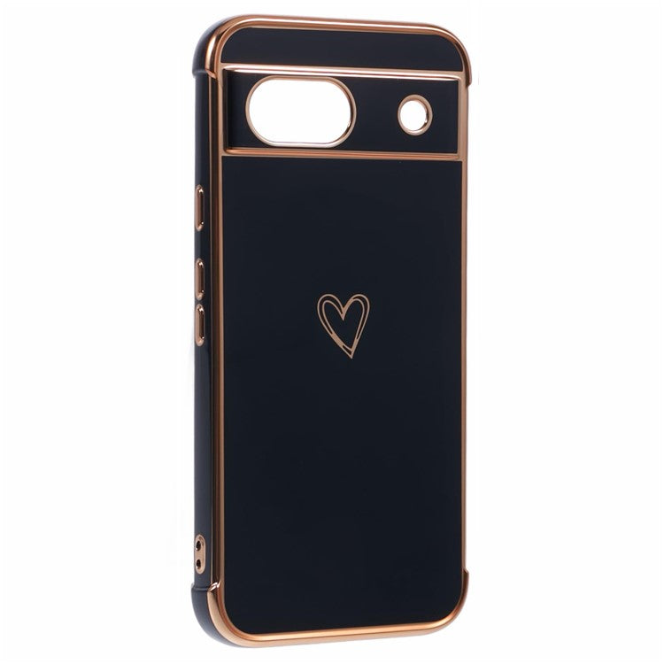 For Google Pixel 8a Case Love Heart TPU Shockproof Protective Phone Cover - Black