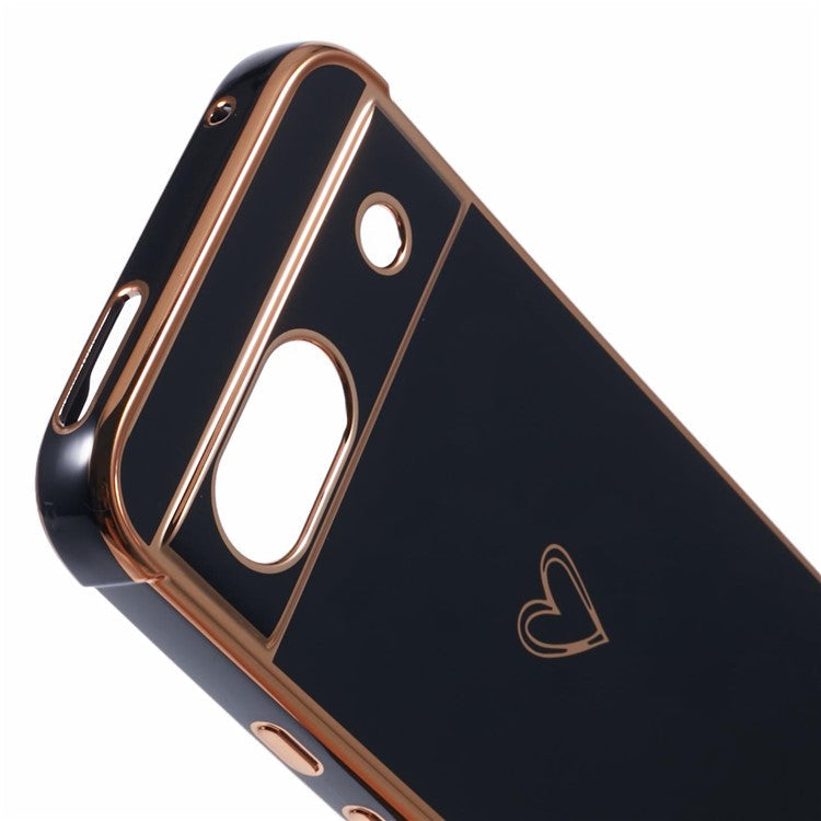 For Google Pixel 8a Case Love Heart TPU Shockproof Protective Phone Cover - Black