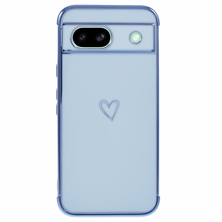 For Google Pixel 8a Case Love Heart TPU Shockproof Protective Phone Cover - Blue