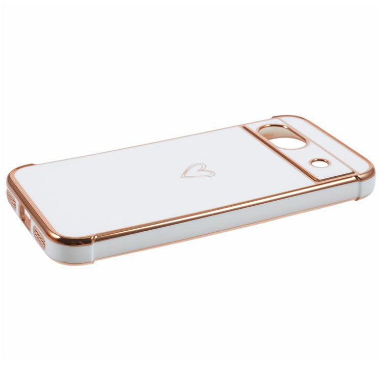 For Google Pixel 8a Case Love Heart TPU Shockproof Protective Phone Cover - Ivory White