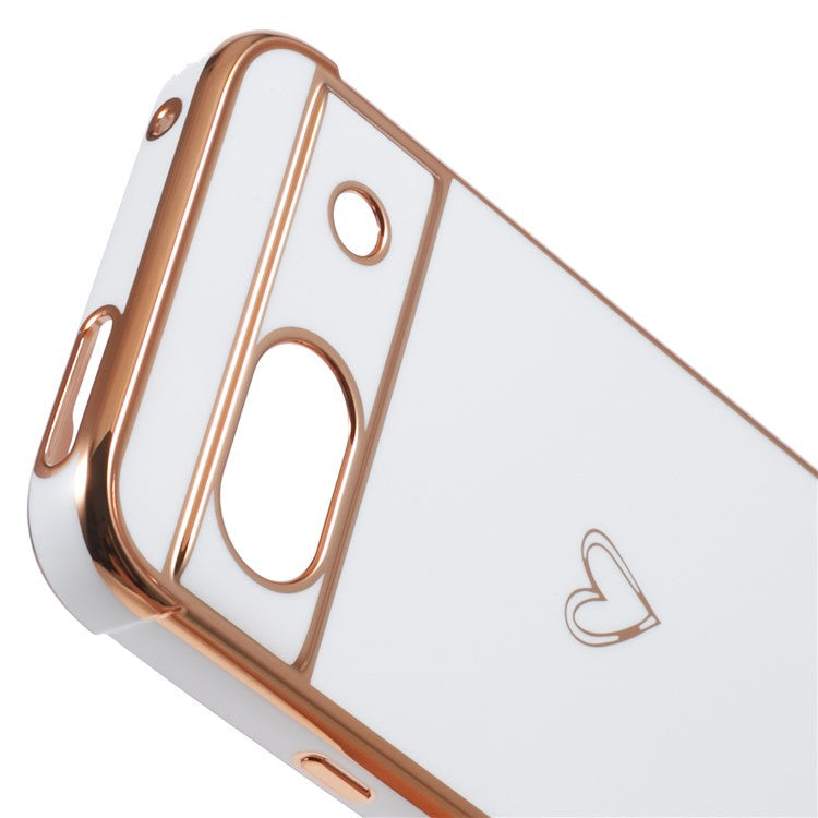 For Google Pixel 8a Case Love Heart TPU Shockproof Protective Phone Cover - Ivory White