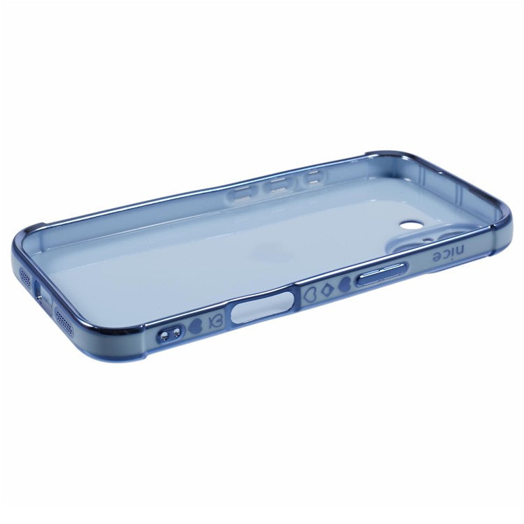 For iPhone 16 Case Side Love Heart Shockproof Soft TPU Back Cover - Blue