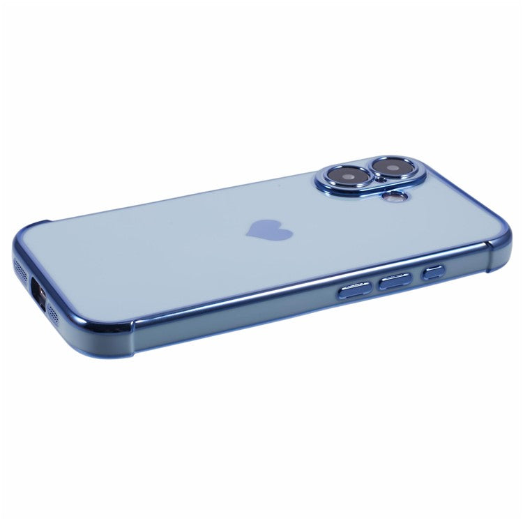For iPhone 16 Case Side Love Heart Shockproof Soft TPU Back Cover - Blue