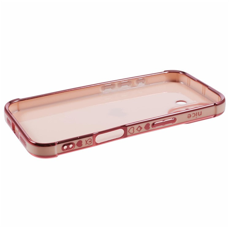 For iPhone 16 Case Side Love Heart Shockproof Soft TPU Back Cover - Rose Pink