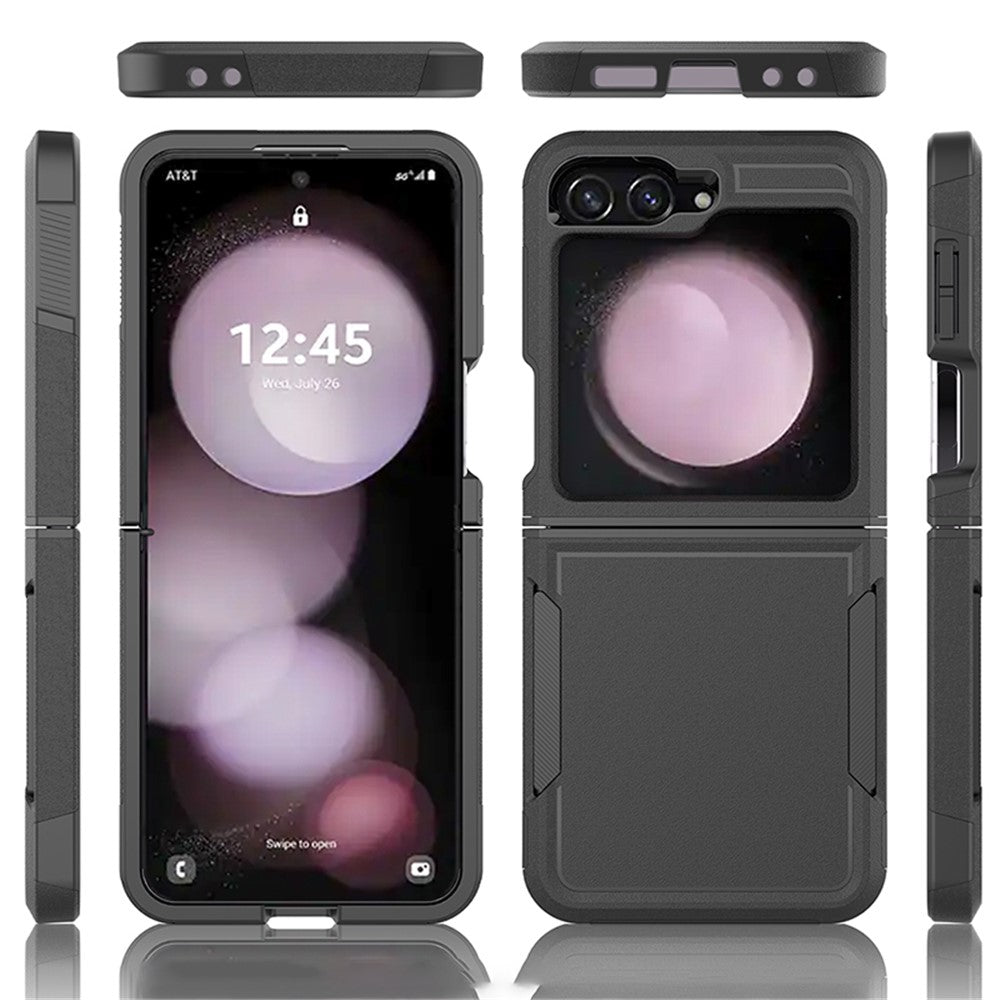 For Samsung Galaxy Z Flip7 FE 5G / Z Flip6 5G / Z Flip5 5G Phone Case 2-in-1 PC+TPU Shockproof Cover - Black