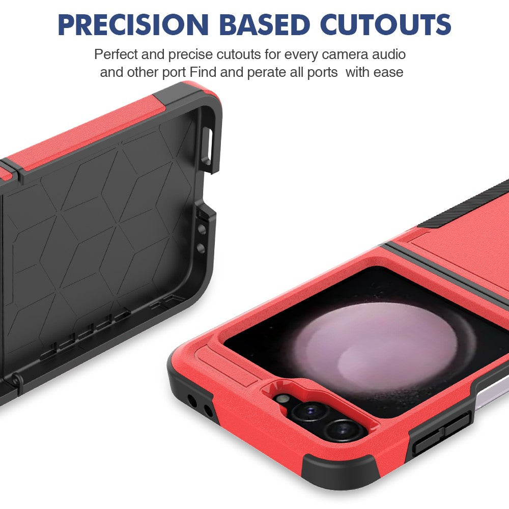 For Samsung Galaxy Z Flip7 FE 5G / Z Flip6 5G / Z Flip5 5G Phone Case 2-in-1 PC+TPU Shockproof Cover - Red