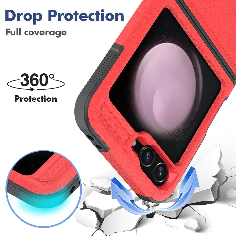 For Samsung Galaxy Z Flip7 FE 5G / Z Flip6 5G / Z Flip5 5G Phone Case 2-in-1 PC+TPU Shockproof Cover - Red