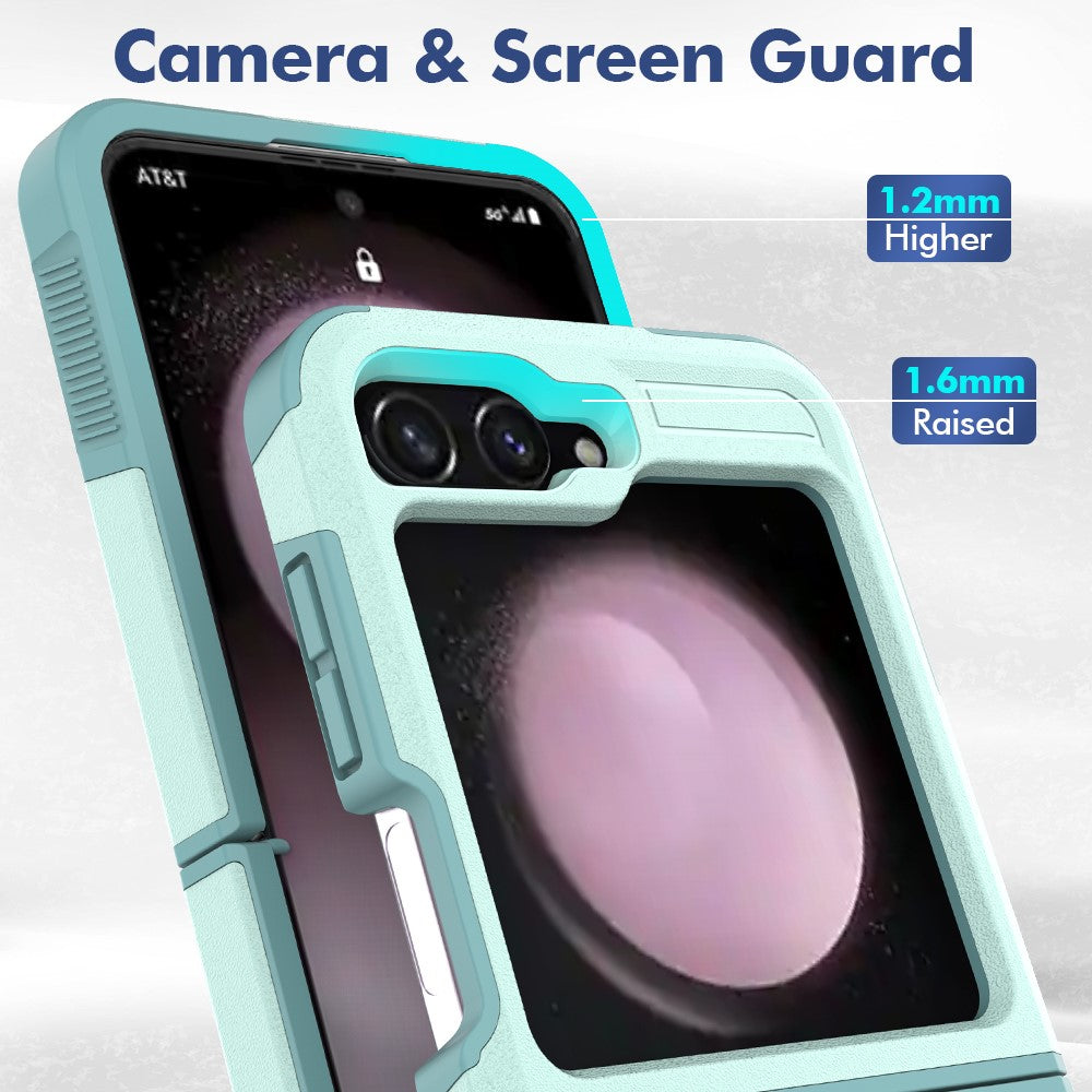 For Samsung Galaxy Z Flip7 FE 5G / Z Flip6 5G / Z Flip5 5G Phone Case 2-in-1 PC+TPU Shockproof Cover - Mint Green