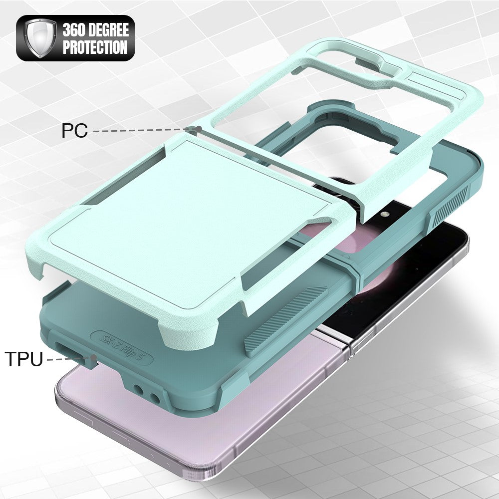 For Samsung Galaxy Z Flip7 FE 5G / Z Flip6 5G / Z Flip5 5G Phone Case 2-in-1 PC+TPU Shockproof Cover - Mint Green