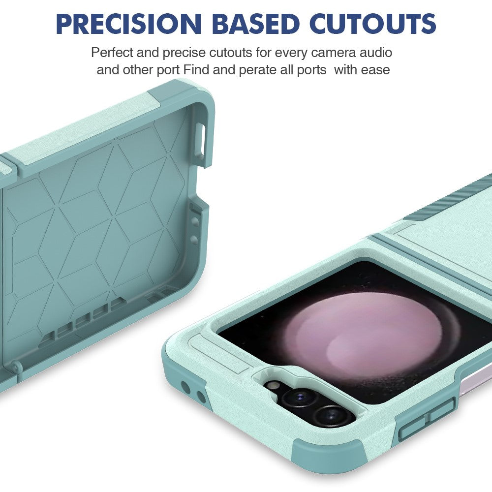 For Samsung Galaxy Z Flip7 FE 5G / Z Flip6 5G / Z Flip5 5G Phone Case 2-in-1 PC+TPU Shockproof Cover - Mint Green