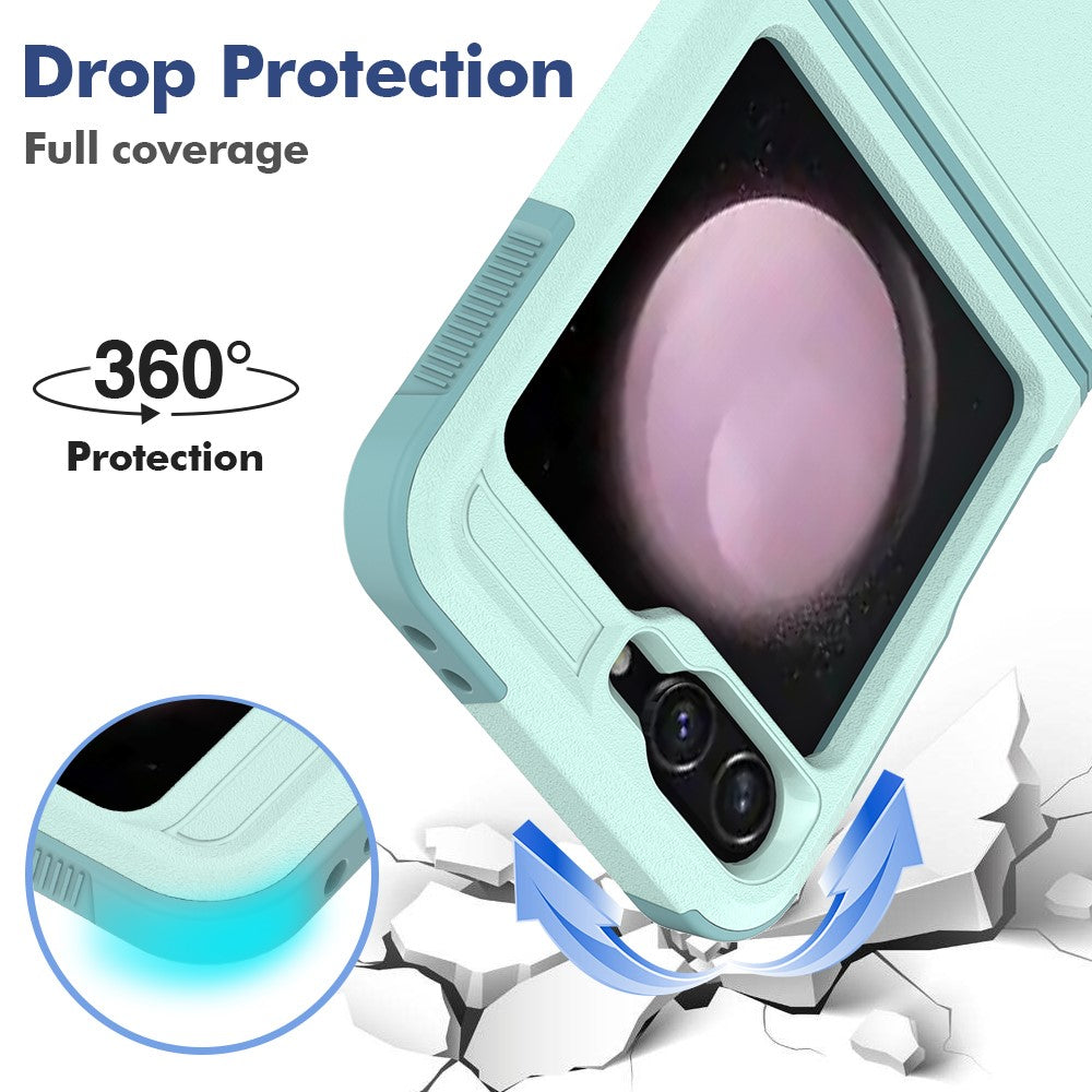 For Samsung Galaxy Z Flip7 FE 5G / Z Flip6 5G / Z Flip5 5G Phone Case 2-in-1 PC+TPU Shockproof Cover - Mint Green
