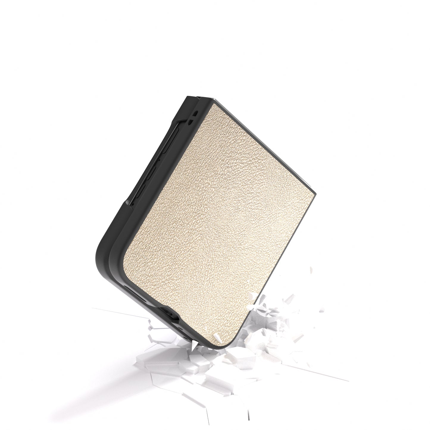 For Motorola Razr 50 Ultra 5G Case Black Edge Leather+PC Folding Phone Cover - Gold