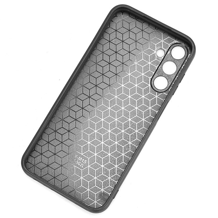 For Samsung Galaxy M15 5G Case Leather Coated PC+TPU Cover Stitching Line - Black