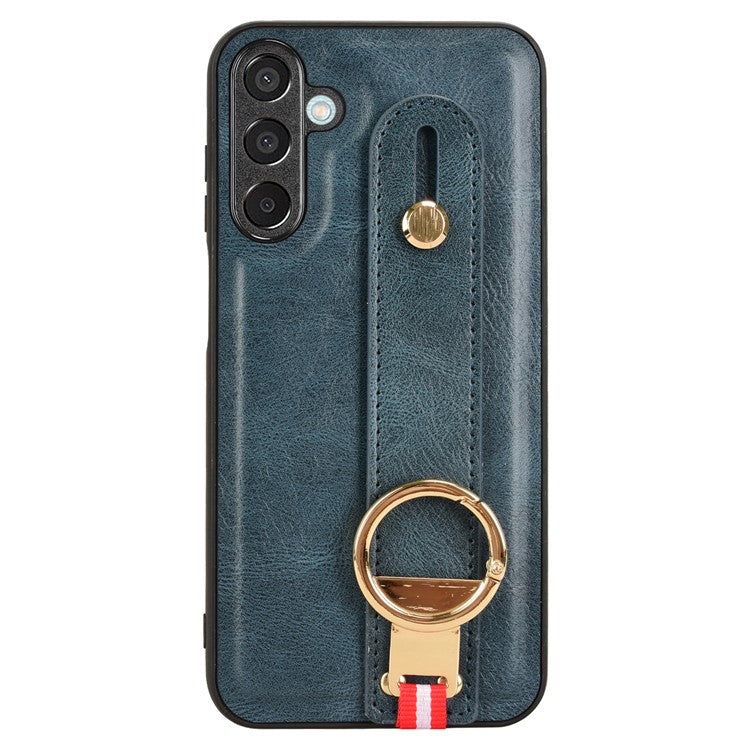For Samsung Galaxy M15 5G Case Bottle Opener Wristband Leather+PC+TPU Phone Cover - Blue