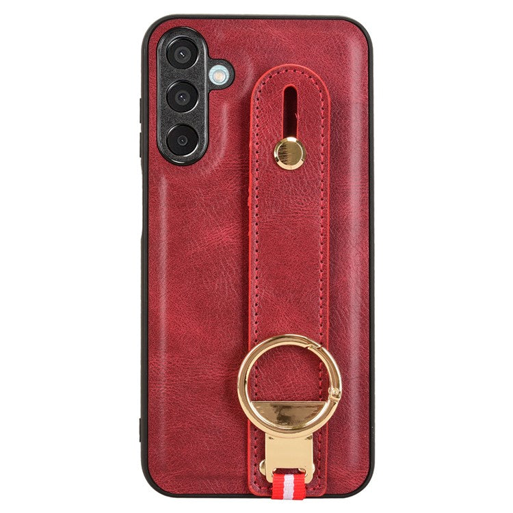 For Samsung Galaxy M15 5G Case Bottle Opener Wristband Leather+PC+TPU Phone Cover - Red