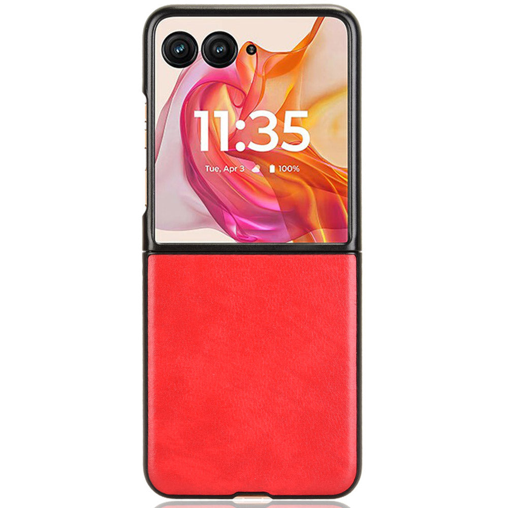 For Motorola Razr 50 Ultra 5G Case Litchi Texture Leather PC Phone Cover - Red