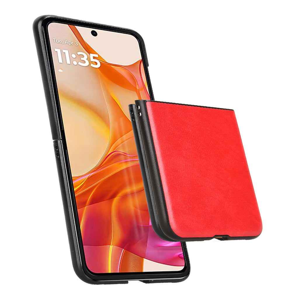 For Motorola Razr 50 Ultra 5G Case Litchi Texture Leather PC Phone Cover - Red