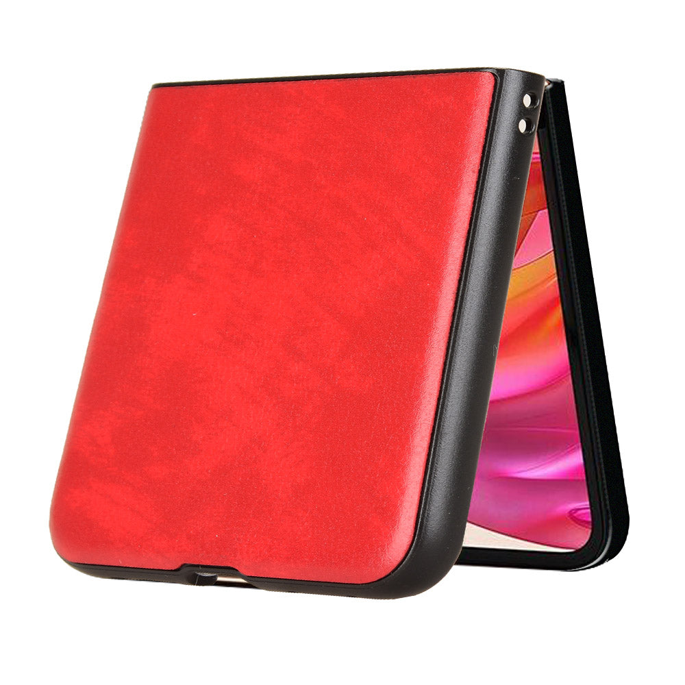 For Motorola Razr 50 Ultra 5G Case Litchi Texture Leather PC Phone Cover - Red