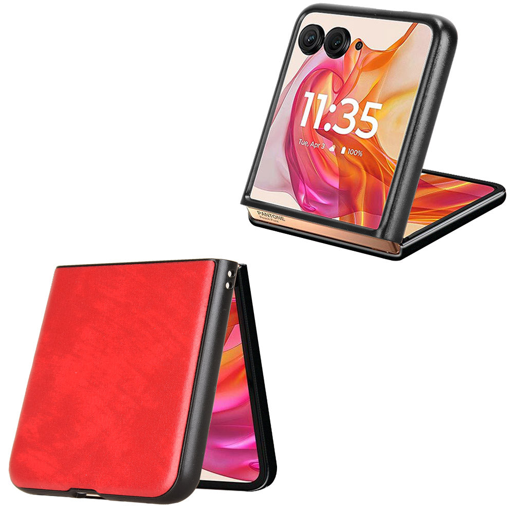 For Motorola Razr 50 Ultra 5G Case Litchi Texture Leather PC Phone Cover - Red