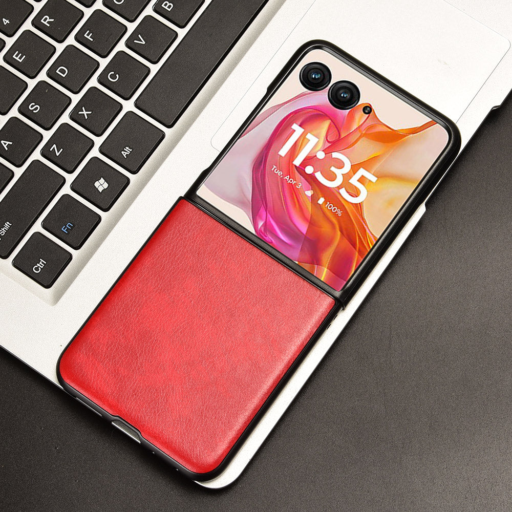 For Motorola Razr 50 Ultra 5G Case Litchi Texture Leather PC Phone Cover - Red