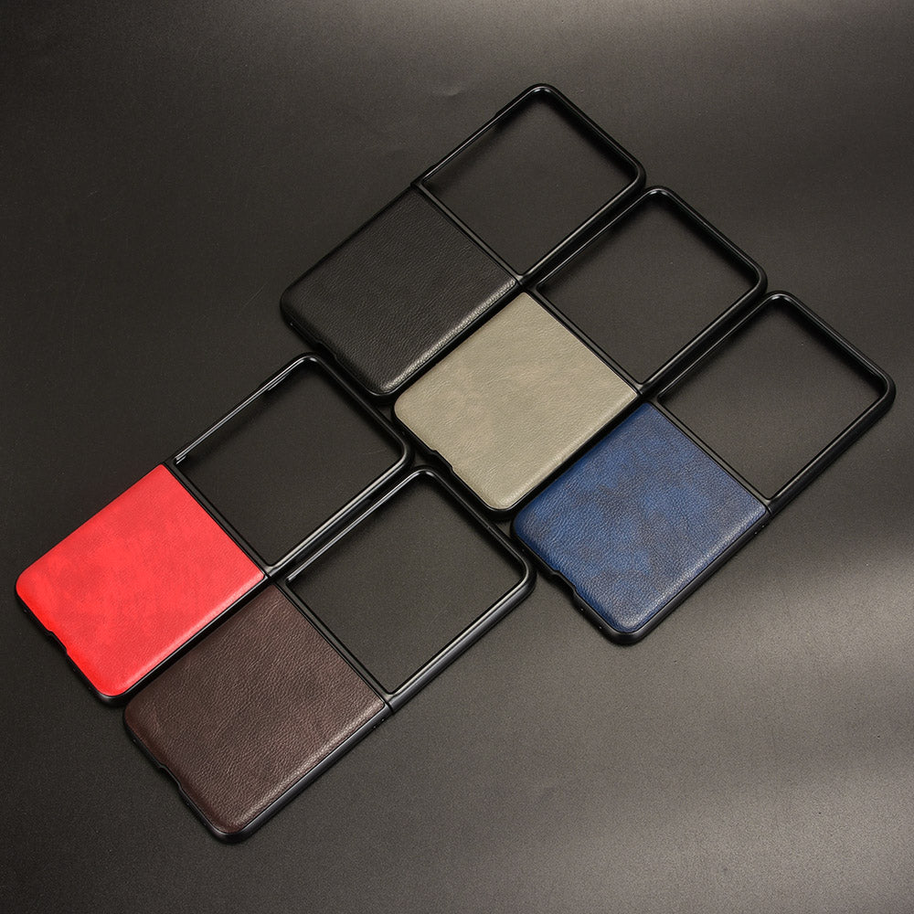 For Motorola Razr 50 Ultra 5G Case Litchi Texture Leather PC Phone Cover - Black