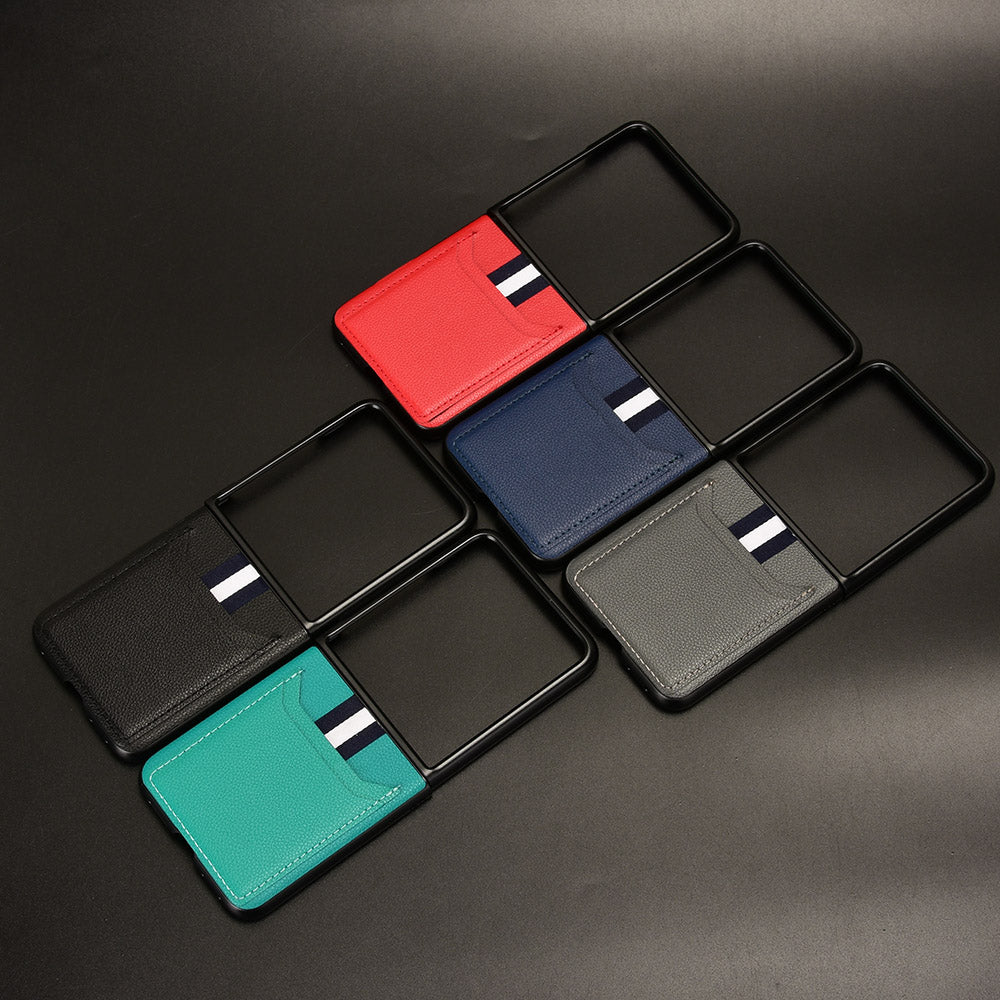 For Motorola Razr 50 Ultra 5G Case Litchi Texture Card Holder Leather+PC Phone Cover - Black