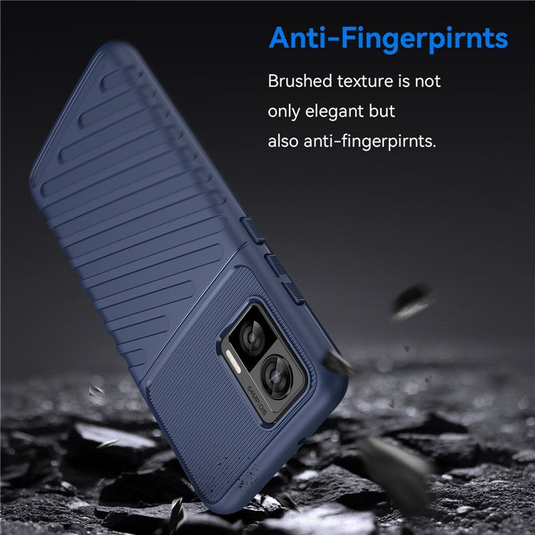 For Motorola Edge 30 Neo 5G Thunder Series Anti-drop Thickened TPU Back Cover Twill Texture Phone Case - Blue