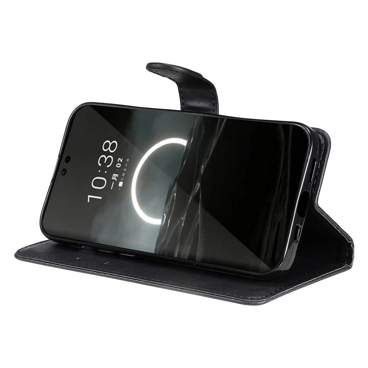 KT Leather Series-2 for Huawei Pura 70 Case Flip Folio Leather Cell Phone Cover Card Holder - Black