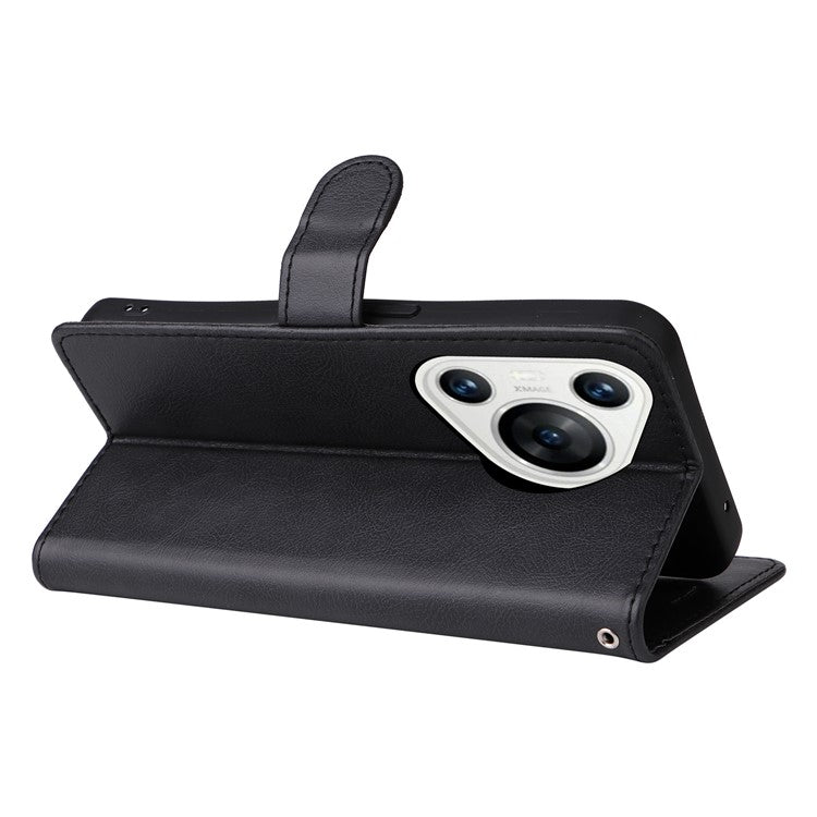 KT Leather Series-2 for Huawei Pura 70 Case Flip Folio Leather Cell Phone Cover Card Holder - Black
