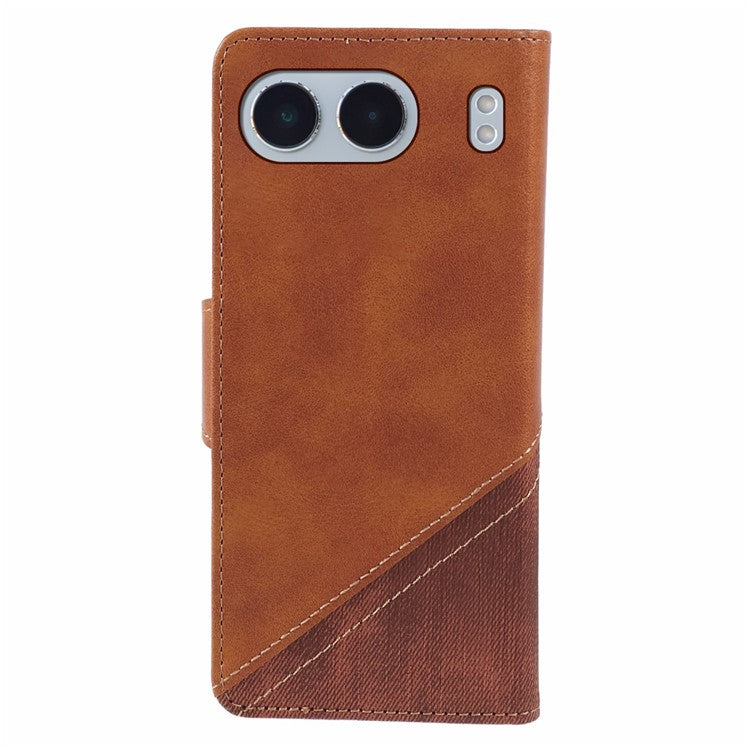 For OnePlus Nord 4 Case Leather Wallet Stand Phone Cover Texture Splicing - Brown