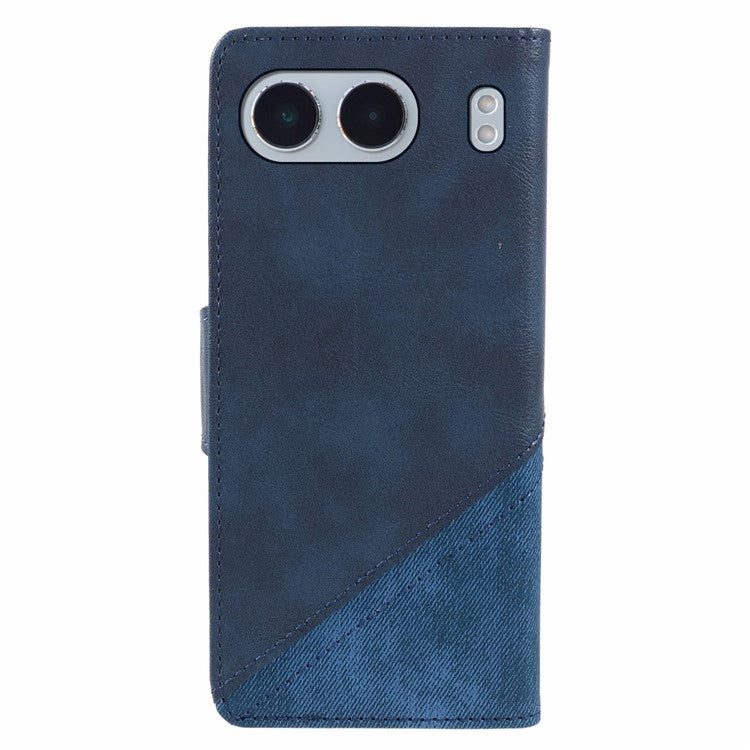 For OnePlus Nord 4 Case Leather Wallet Stand Phone Cover Texture Splicing - Dark Blue