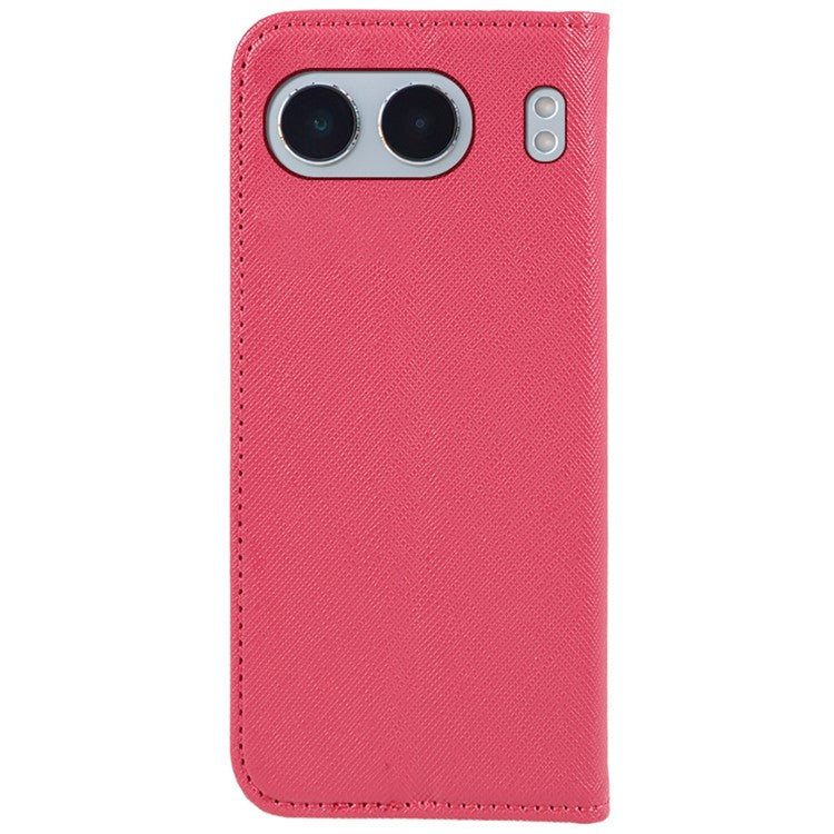 For OnePlus Nord 4 Case Leather Cross Texture Stand Phone Cover Strong Magnetic - Pink